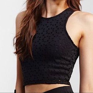 Aeropostale Bethany Mota Black Crop Tank Top Cutout Shapes Size Small